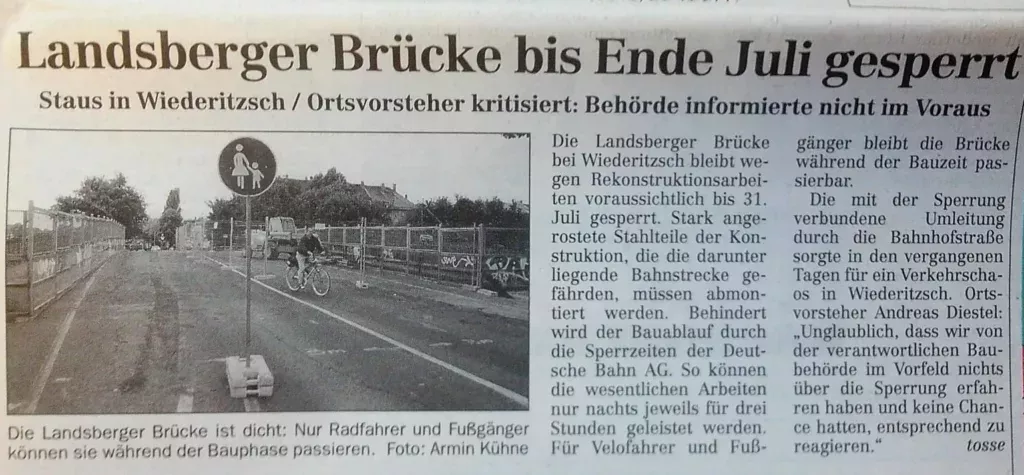 Artikel LVZ - Landsberger Brücke